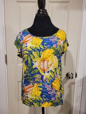 RACHEL Rachel Roy Tropical Floral Starfruit Print Blouse - Size Medium